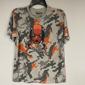 Fortnite gaming T-shirt, gray/orange/black, size XL (14/16)